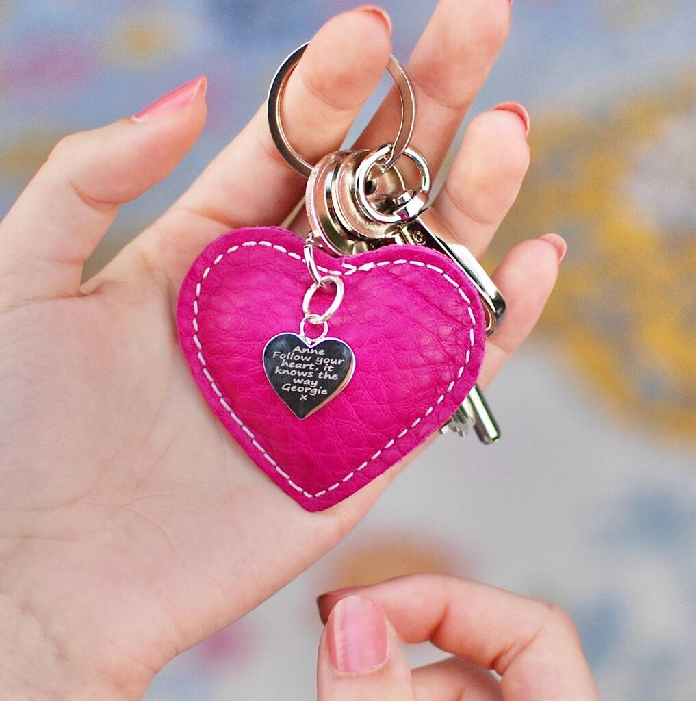 Personalised Leather Heart Keyring, 1 of 8