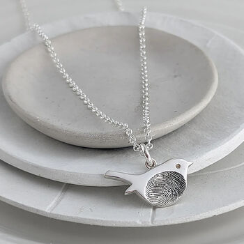 Silver Fingerprint Robin Charm, 3 of 6