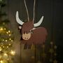 Tin Highland Cow Hanging Christmas Decoration, thumbnail 1 of 2