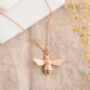 Rose Gold Plated Sterling Silver Bee Necklace, thumbnail 1 of 3