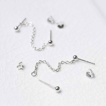 Sterling Silver Helix Chain Stud Earrings, 4 of 9