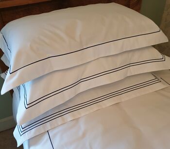 300 Tc Organic Cotton Sateen Embroidered Line Bed Linen, 2 of 4