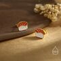 Salmon Sushi Stud Earrings In Sterling Silver, thumbnail 3 of 11