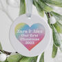 'Our First Christmas' Rainbow Heart Decoration, thumbnail 1 of 2