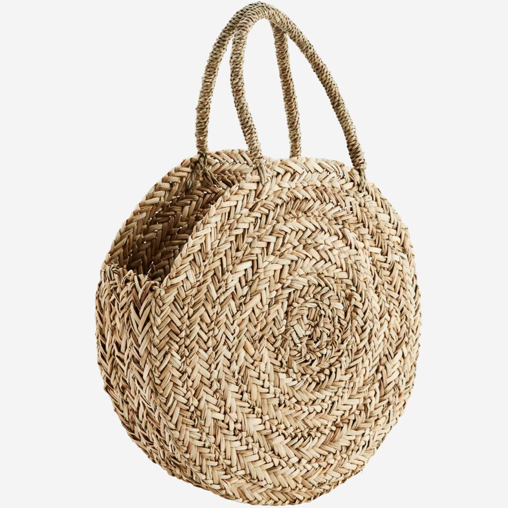Round Straw Bag W/ Handles By Maitri