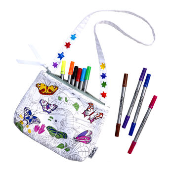 Butterfly Colour In Crossbody Bag Kit + 10 Pens, 5 of 8