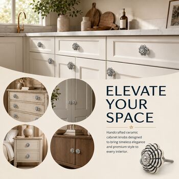 Monochrome Bloom Round Ceramic Knob, 4 of 9
