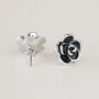 Black Flower Stud Earrings, thumbnail 2 of 3