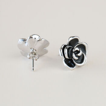 Black Flower Stud Earrings, 2 of 3