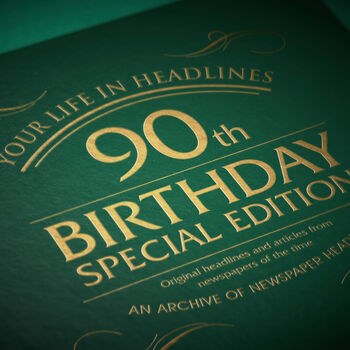 Personalised 90th Birthday Milestone Newspaper Book, 3 of 11