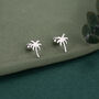 Palm Tree 18 G Screw Back Earrings With Ball Backs In Sterling Silver, thumbnail 6 of 11
