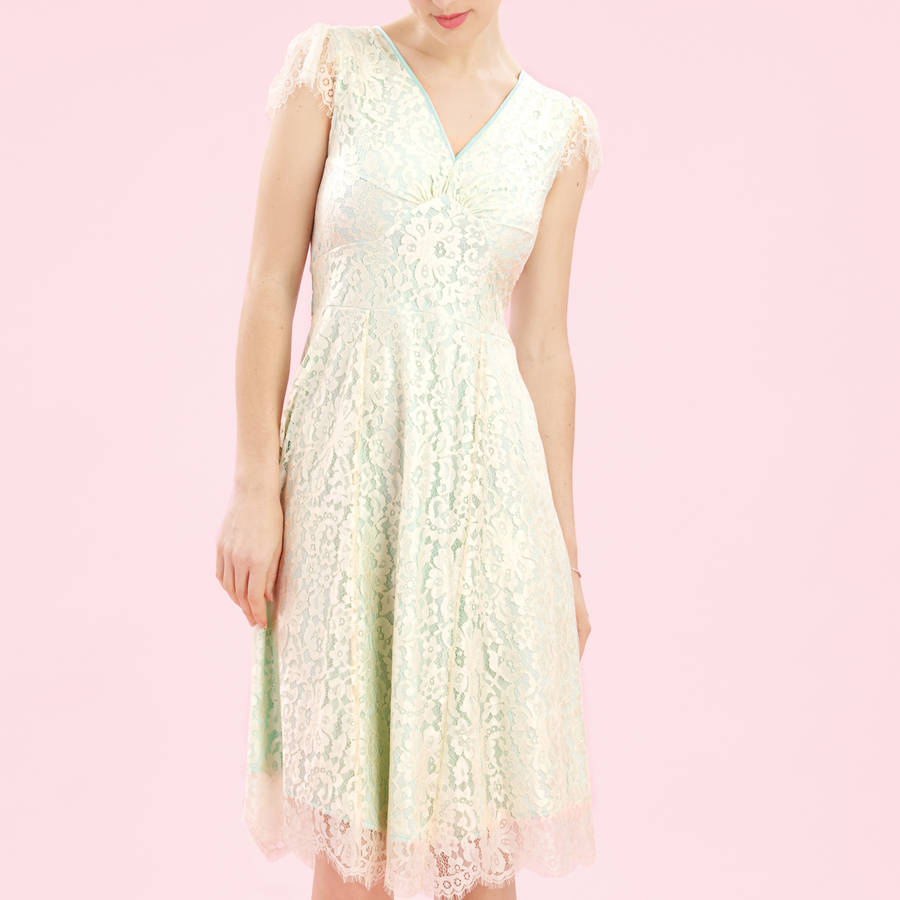 Special Occasion Dress In Ivory Flower Lace By Nancy Mac