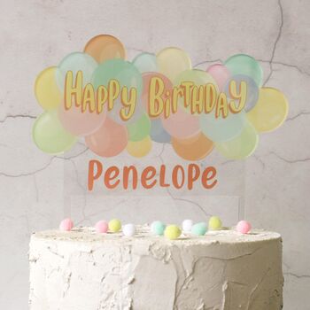 Personalised Pastel Balloon Cake Topper, 4 of 5