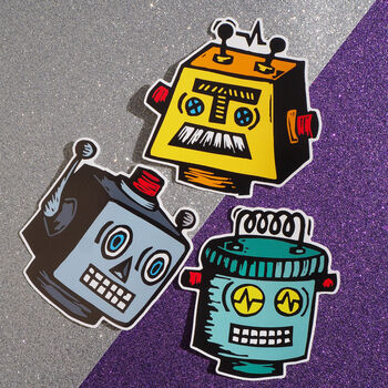 Retro 80s Robot Vinyl Sticker Decals, 5 of 5