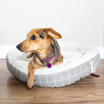 Grey Check Donut Pet Bed, 4 of 5