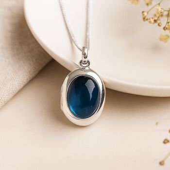 Personalised Sterling Silver London Blue Topaz Locket, 3 of 11