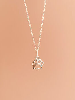 Sterling Silver Paw Print Necklace, 2 of 5
