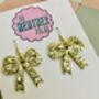 Large Bow Glitter Earrings, thumbnail 8 of 10