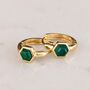Green Onyx Tiny Hexagon Hoop Earrings 18ct Gold Plated, thumbnail 4 of 8