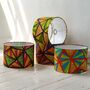 Yellow And Green Geometric Triangles African Lampshade, thumbnail 7 of 9