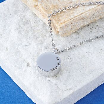 Engraved Silver Circle Pendant, Name Jewellery, Family Necklace, 3 of 9