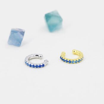 Sterling Silver Sapphire Blue Ombre Cz Ear Cuff, 4 of 10