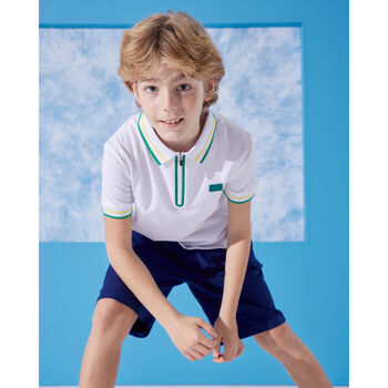 Adrian Boys Cotton Polo T Shirt With Zip, 2 of 3