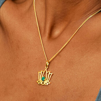 Lotus Flower Green Onyx Gold Vermeil Necklace, 2 of 7
