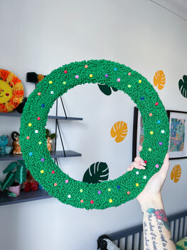 Colourful Punch Needle Christmas Wreath, 7 of 10