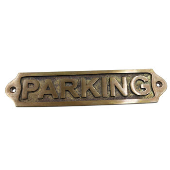 Custom Parking Brass Plaque With Vintage Finish, 5 of 12
