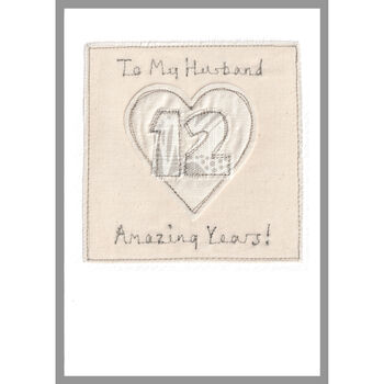 Personalised 12th Silk Wedding Anniversary Card, 3 of 8