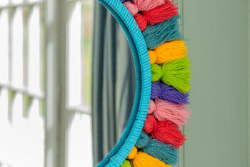 Mexican Styled Bright Mirror With Tassles, 2 of 3