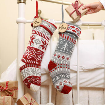 Personalised Nordic Knit Christmas Stockings, 4 of 6