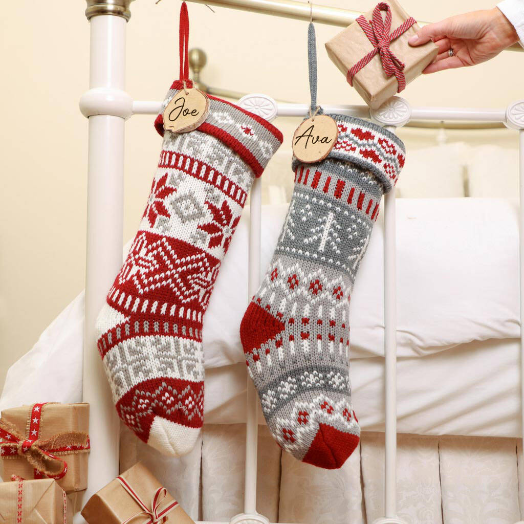 Personalised Nordic Chunky Knit Christmas Stockings, 1 of 6