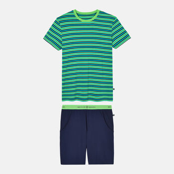 Men's 'Electric Lime' Bamboo Short Pyjama Set, 5 of 7