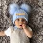 Boys Double Pom Pom Knitted Baby Hat, thumbnail 3 of 12