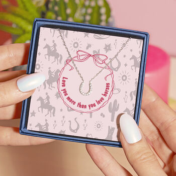 Love You More Than Horses Dainty Horseshoe Necklace, 4 of 11