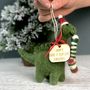 Personalised Felt Dinosaur Christmas Decoration, thumbnail 1 of 2