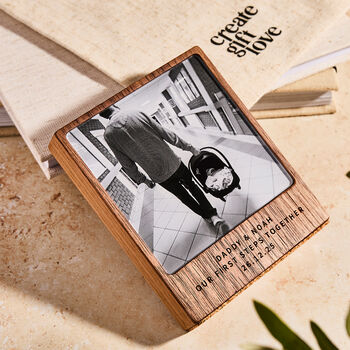 Personalised New Daddy Wood And Acrylic Photo Block, 3 of 4