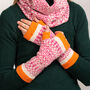 Knitted Fair Isle Wrist Warmers With Thumbs Brights, thumbnail 1 of 8