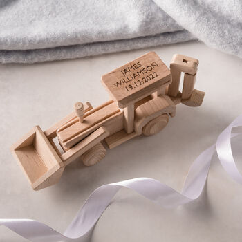 Personalised Wooden Christening Tractor Toy, 2 of 5