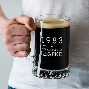 Personalised Engraved Year Of The Legend Mens Beer Tankard, 3 of 6