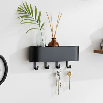 Steel Keyhook And Shelf In Charcoal Grey Or White, 3 of 5