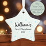 Personalised 1st Christmas Star With Blue Stars Keepsake Baby Gift, thumbnail 1 of 4