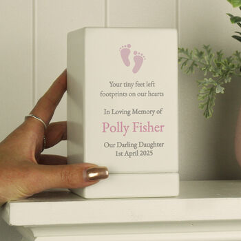 Personalised Baby Girl Memorial Wooden Urn, 5 of 7