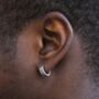 Mens Hoop Earring Steel Vintage Huggie Earring, thumbnail 3 of 8