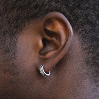 Mens Hoop Earring Steel Vintage Huggie Earring, 3 of 8