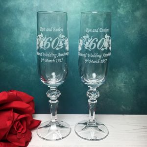 Personalised Anniversary Champagne Flutes By Laser Made Designs   Preview Personalised Anniversary Champagne Flutes 