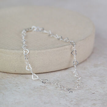 Sterling Silver Mini Heart Chain Bracelet, 2 of 3