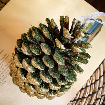 Christmas Ornament Glitter Pine Cone Gift Box, 2 of 6
